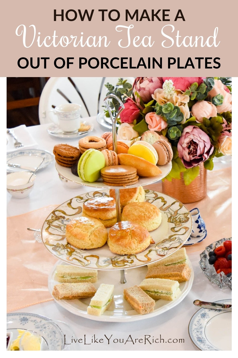 This steps will demonstrate how to make a victorian tea stand out of porcelain plates. I threw an Authentic Victorian Tea Party baby shower for my awesome sister-in-law. In order to serve food in this traditional manner, I made three of these 3-tiered Victorian Tea Stands. They turned out beautiful and were very sturdy.