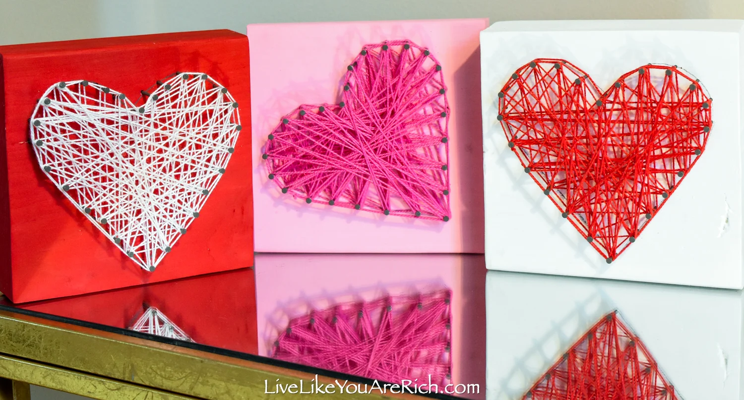 Valentine's String Heart Craft - Live Like You Are Rich