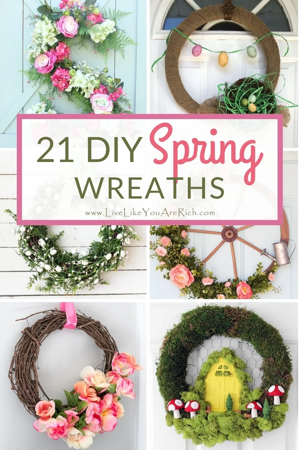 I love Spring! Spring is finally here and I couldn’t be more excited. Here are 21 easy Spring wreath ideas you can make to add instant charm to your home.