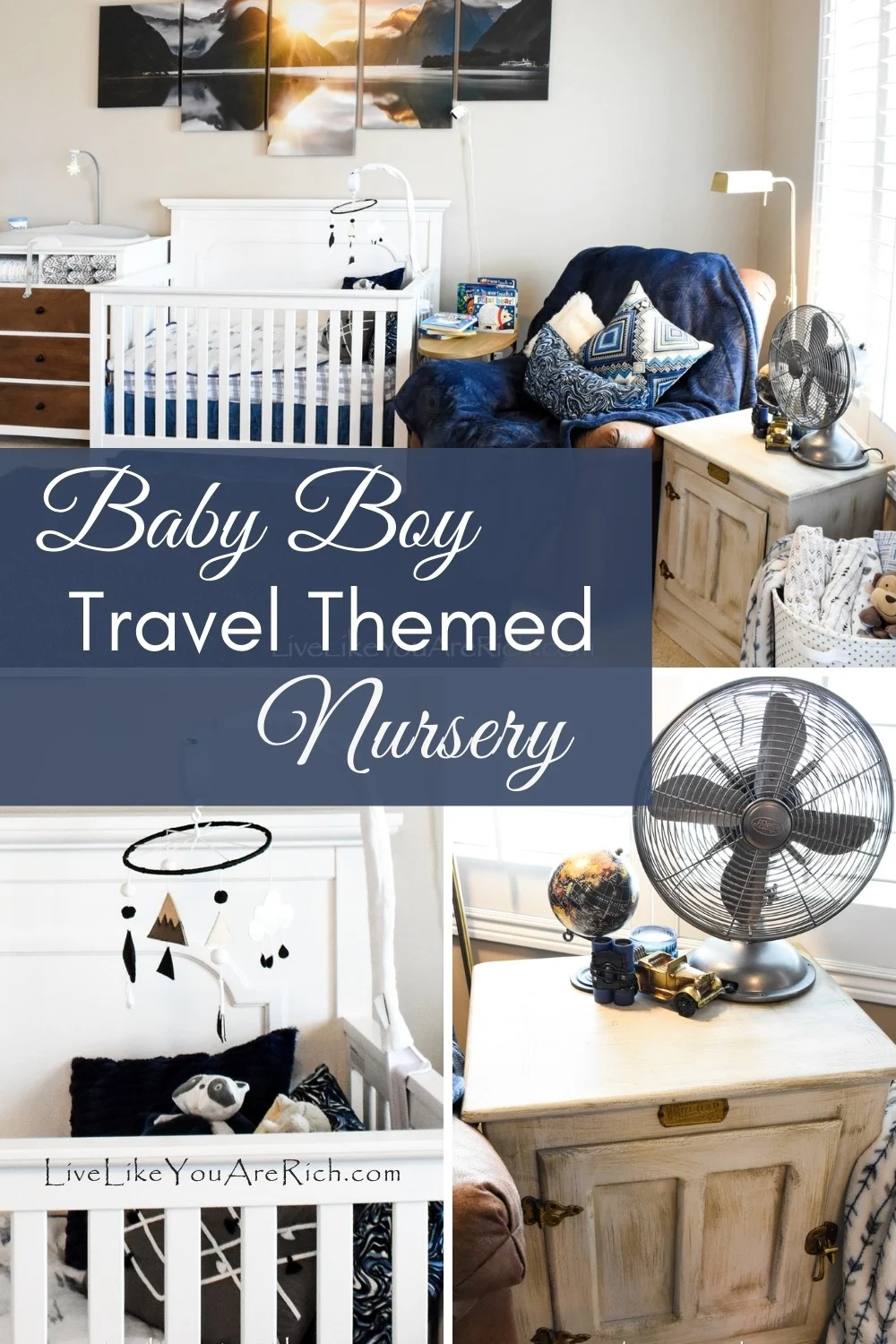 This travel themed boy nursery post give you ideas on how to make a functional, cute, and inexpensive travel themed nursery for your little one.