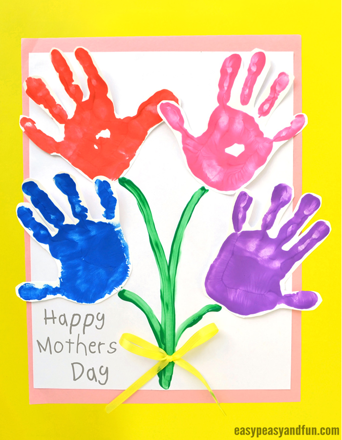 17 Mother S Day Craft Ideas For Kids Live Like You Are Rich   Mothers Day Handprint Art Flowers 