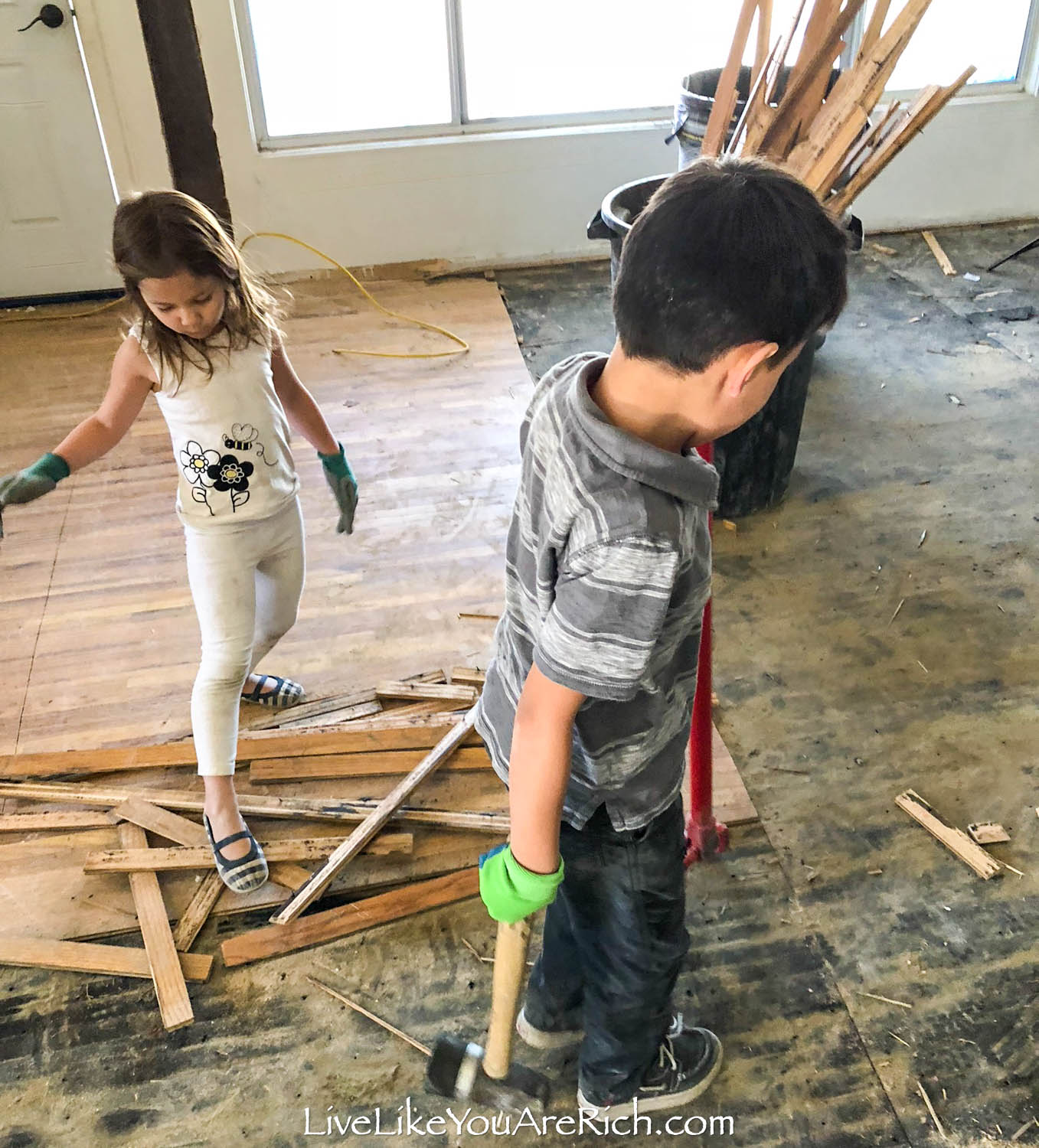 Ripping up the old hardwood floor