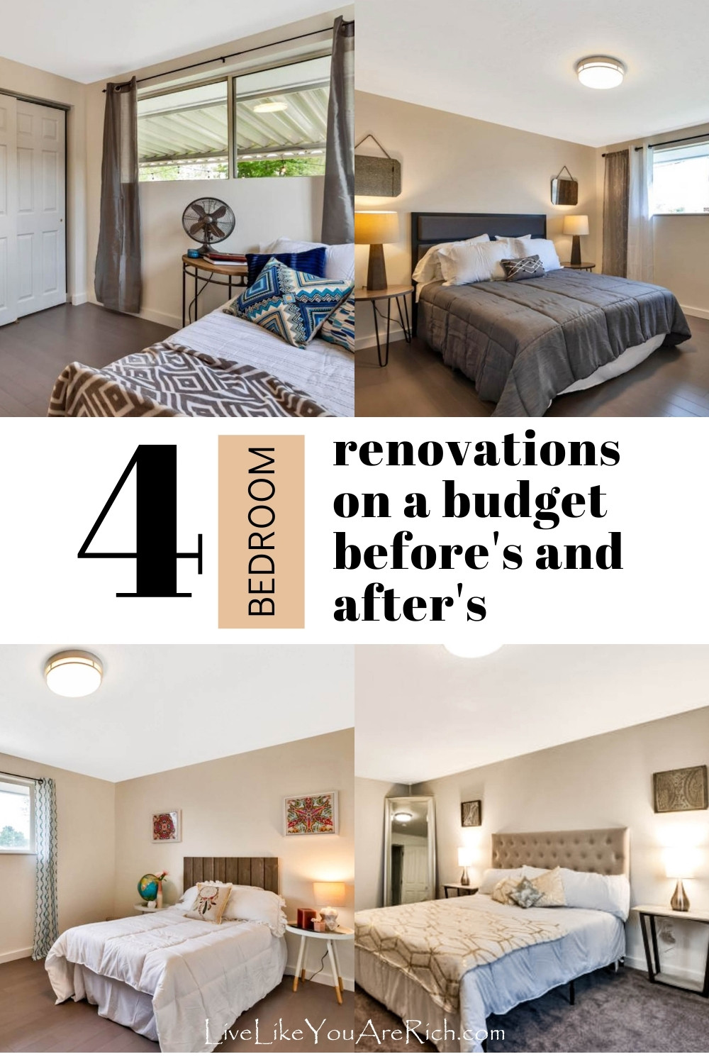 4 Bedroom Renovations on a Budget Before's and After's