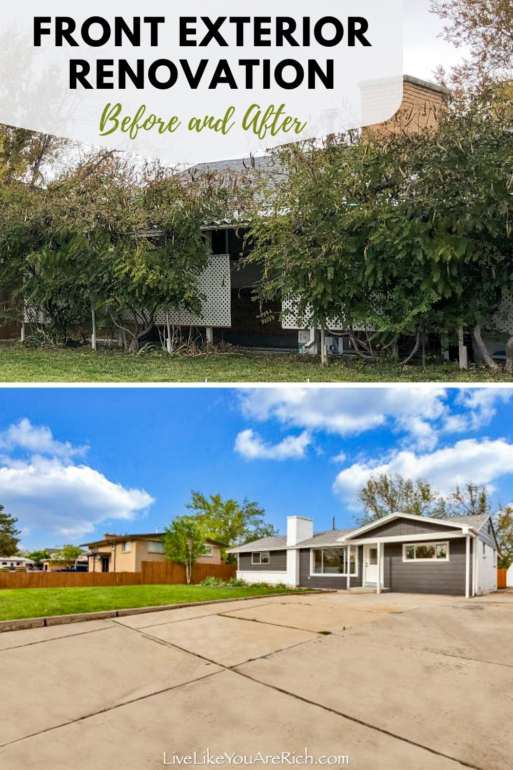 Front Exterior Before and After Renovation