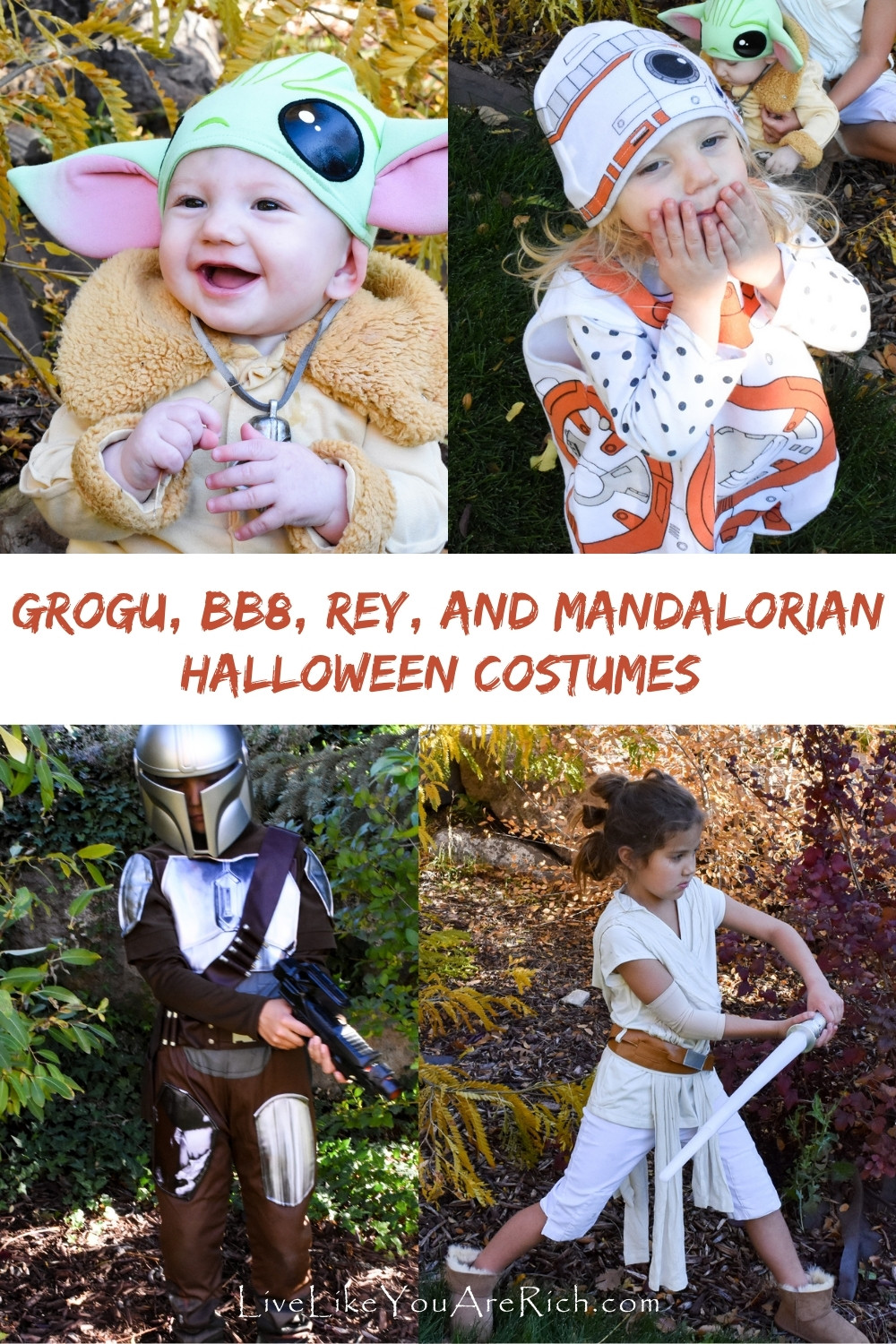 Grogu, BB8, Rey, and Mandalorian Costumes (Halloween 2021)