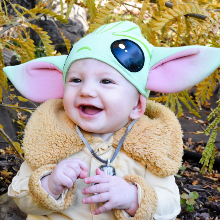 Grogu, BB8, Rey, and Mandalorian Costumes Halloween 2021