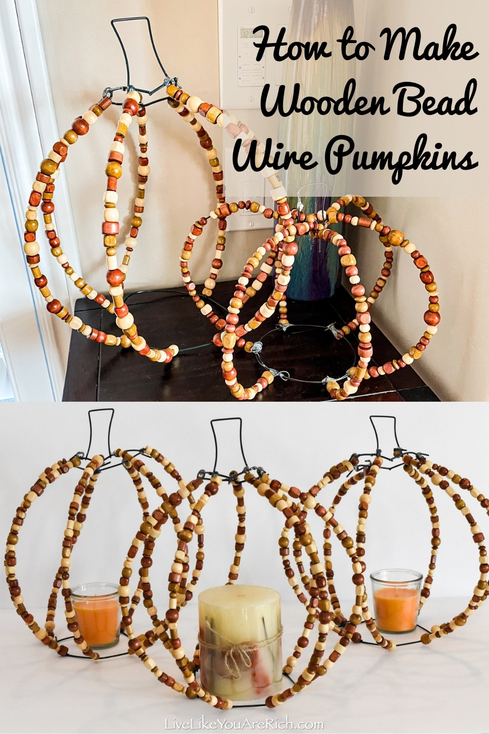 How to Make Wooden Bead Wire Pumpkins