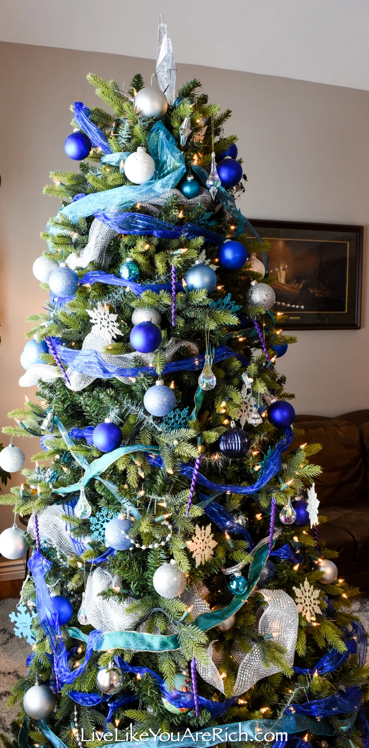 Blue and White Christmas Tree - Live Like You Are Rich