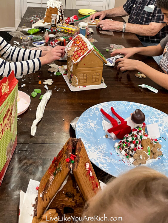 Elf on the Shelf: Decorating Gingerbread Houses - Live Like You Are Rich
