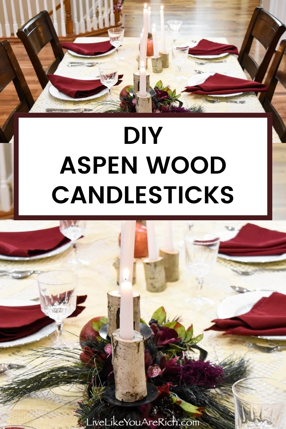 DIY Aspen Wood Candlesticks