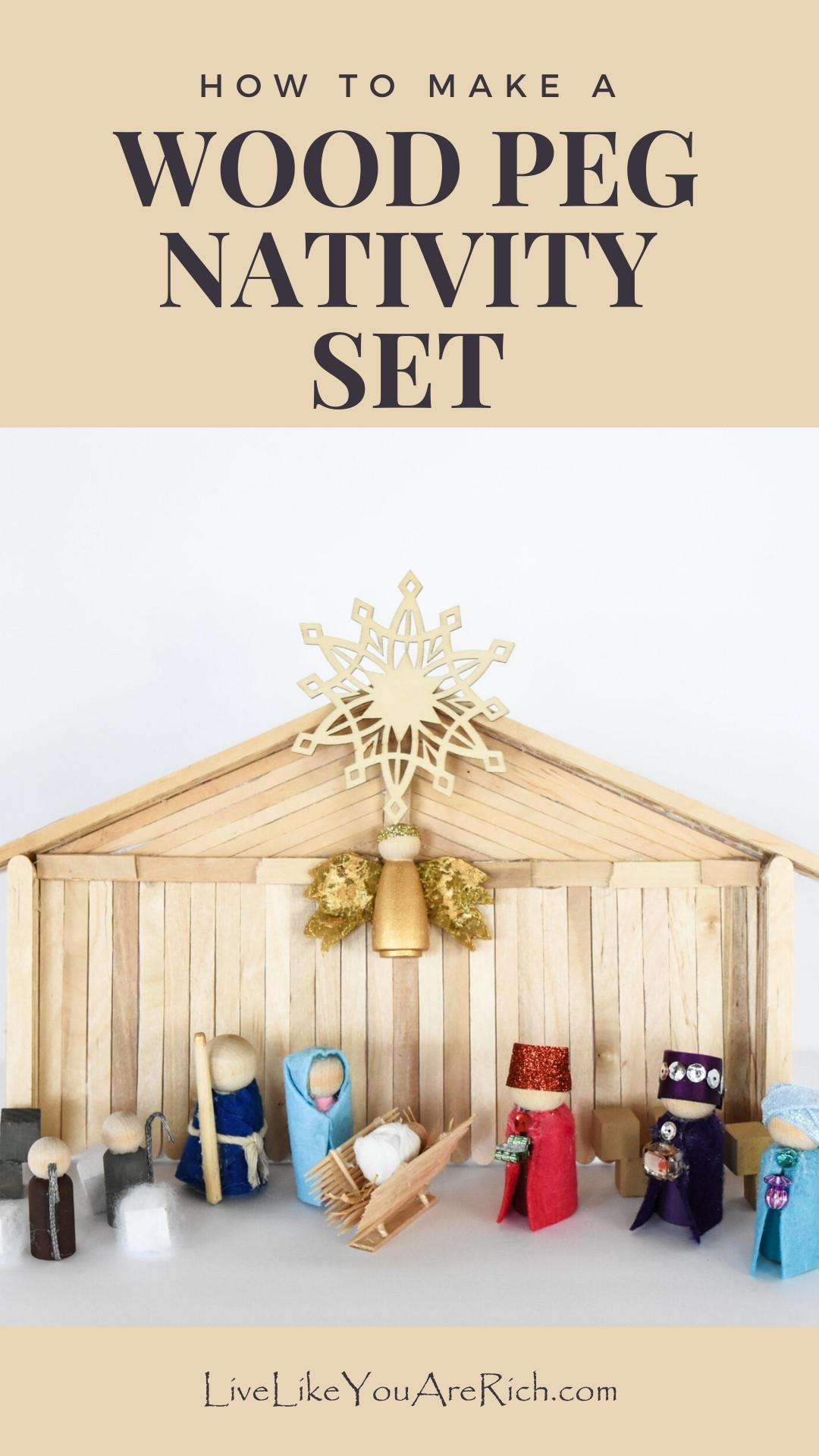 DIY Wood Peg Nativity Set