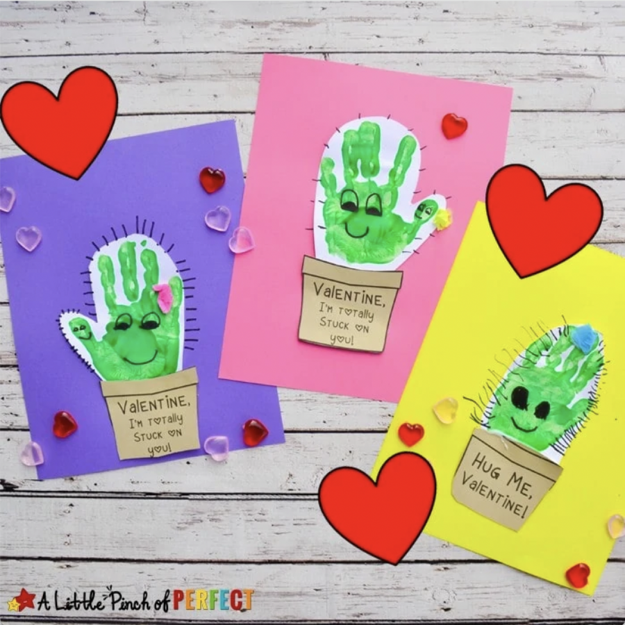 Cactus Handprint Valentine's Day Craft