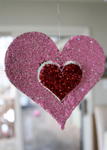 Glitter Hanging Hearts