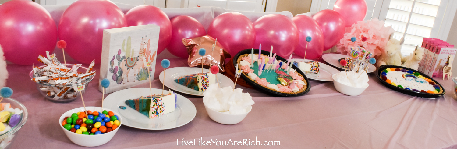 Pink balloons and table cloth