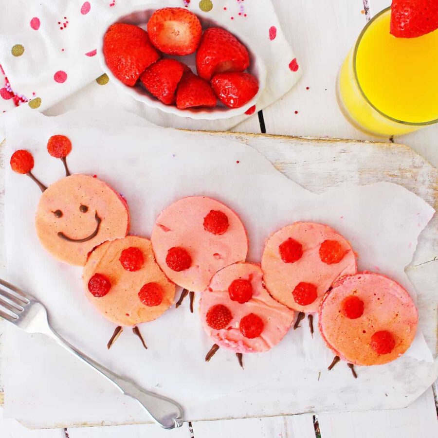 Caterpillar Pancakes Valentine Breakfast for Kids