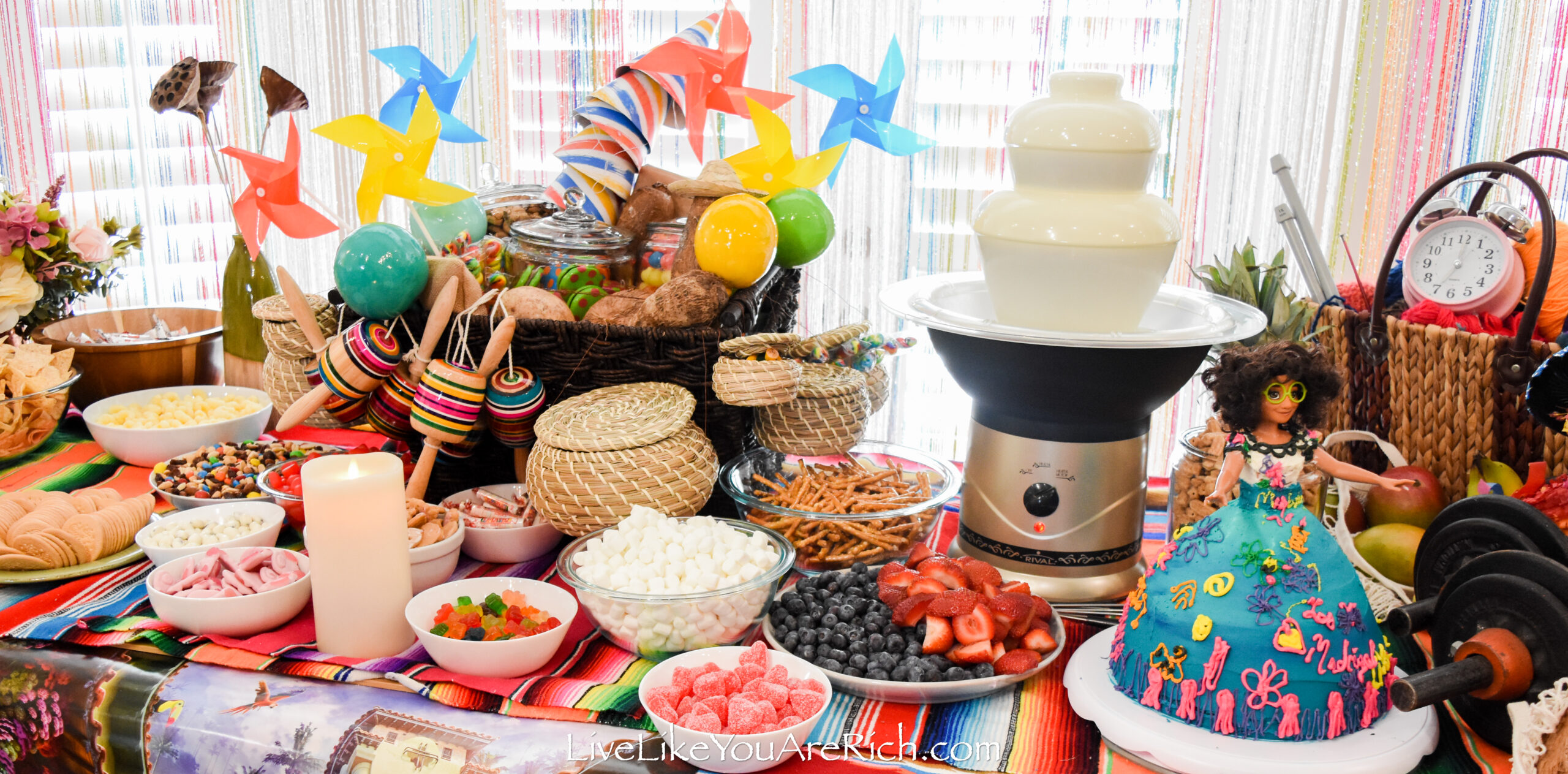 Encanto birthday party activities food table