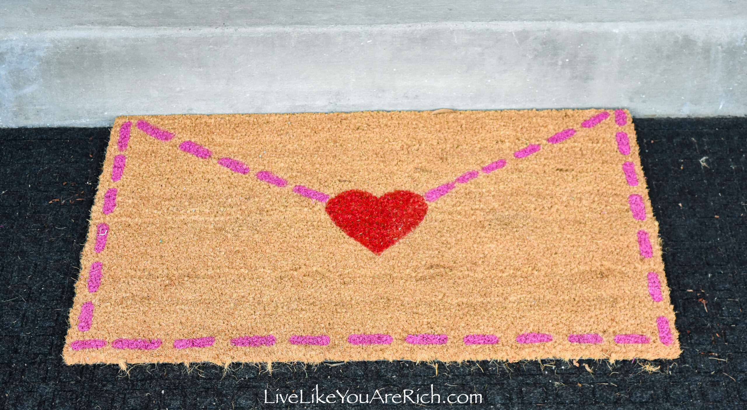 DIY Valentine's day letter coir doormat