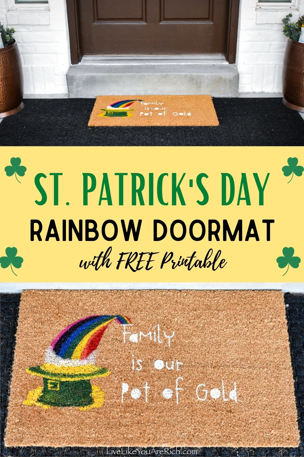 St. Patrick's Day Rainbow Doormat with Free File.