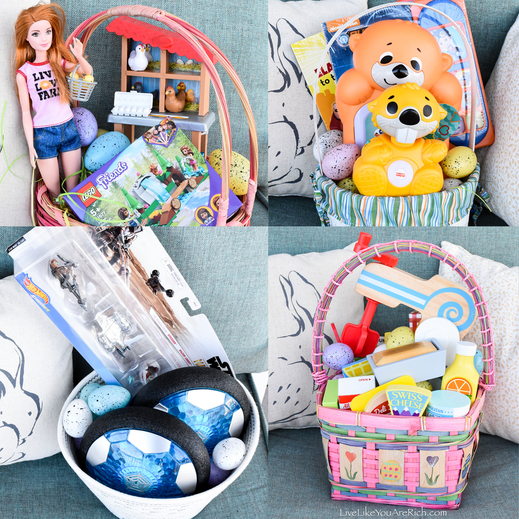 candy free Easter basket ideas for ages 1-9 (under $20 each)