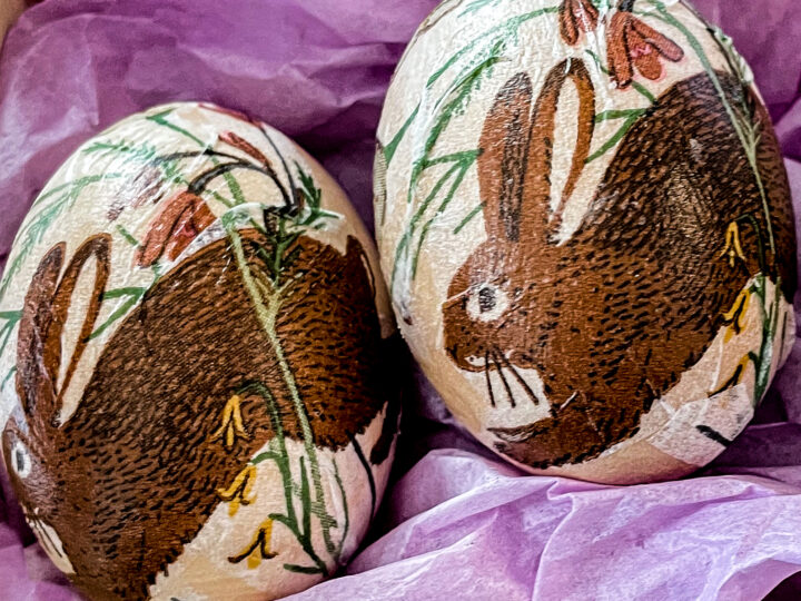 Image for Bunny Napkin Decoupaged Wooden Eggs