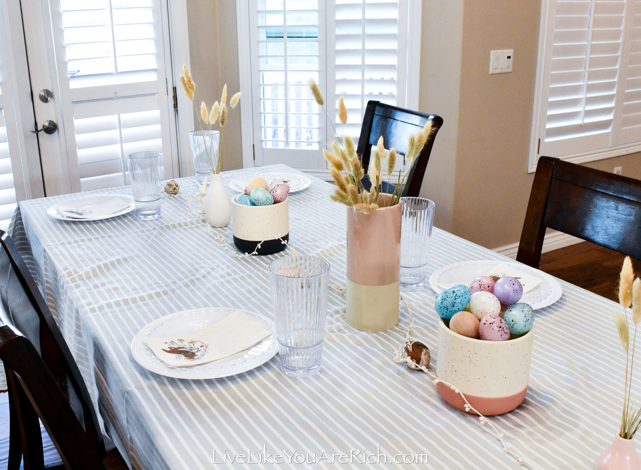 Inexpensive Minimal Easter Tablescape