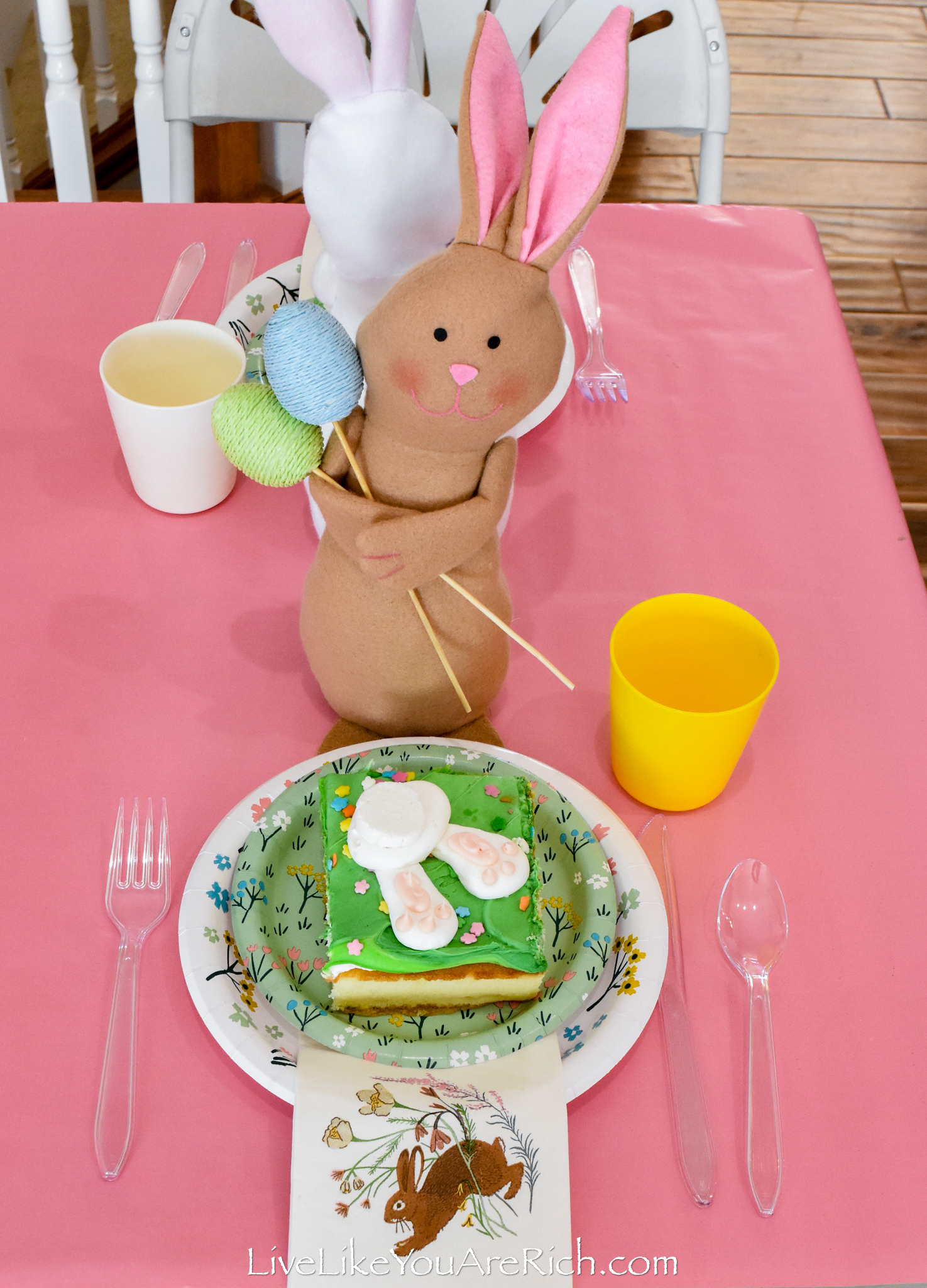 Kid's Easter Tablescape with darling paper plates