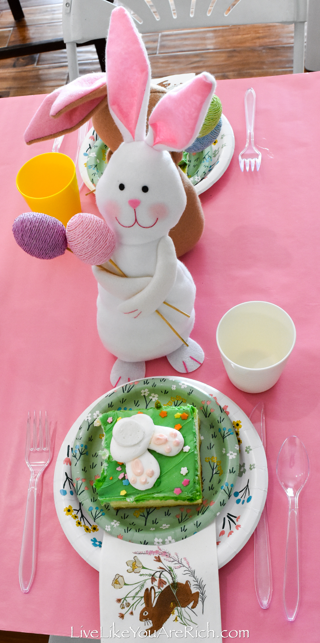 Kid's Easter Tablescape with bunny