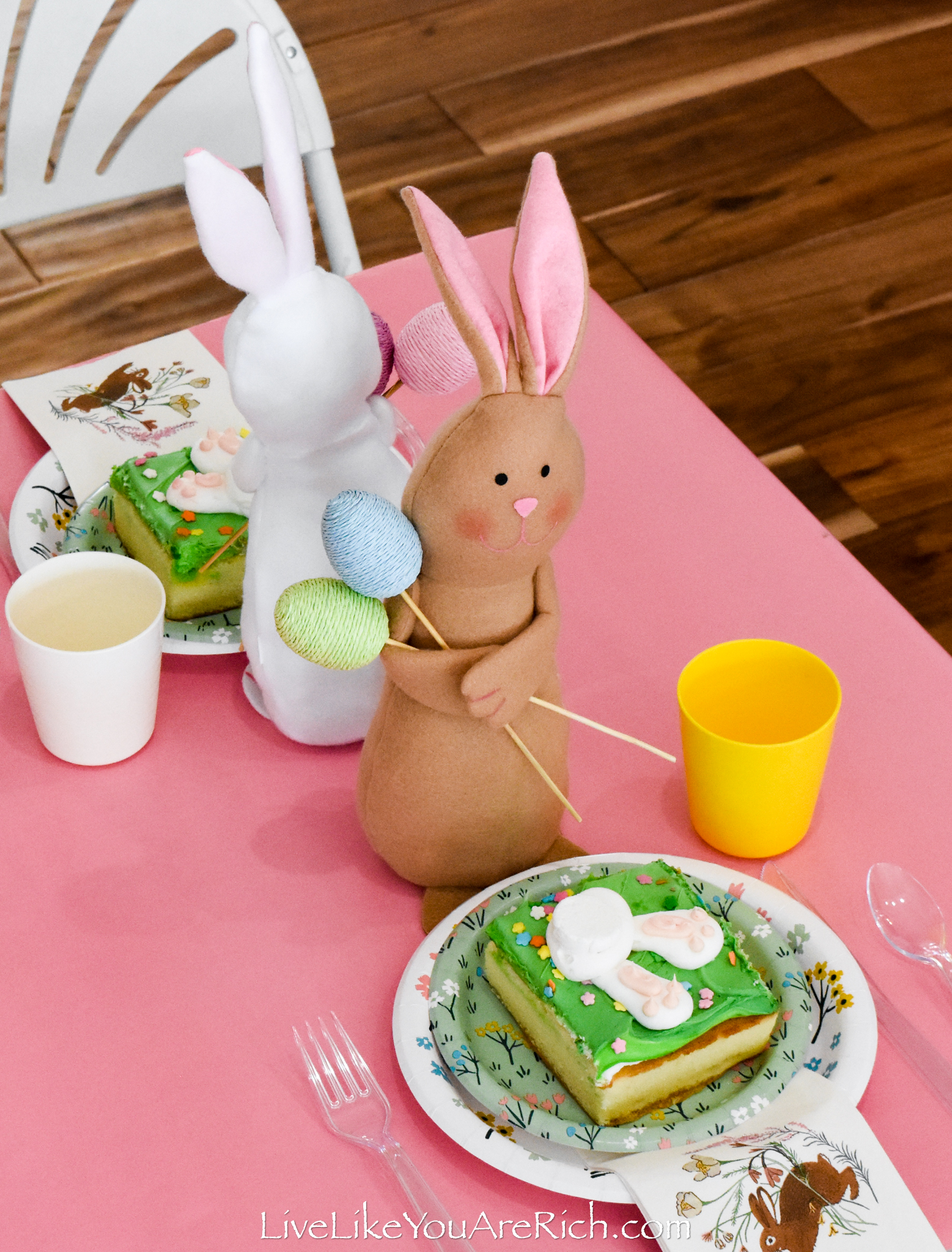 Kid's Easter Tablescape with cute bunny