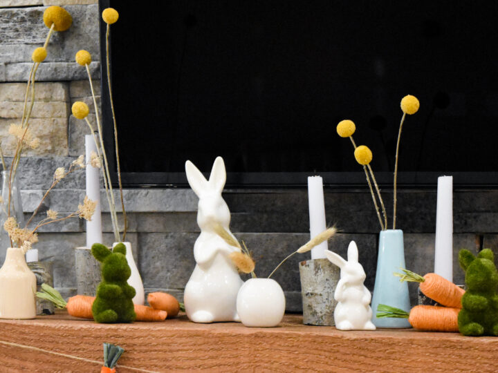 Modern Rustic Easter Mantel