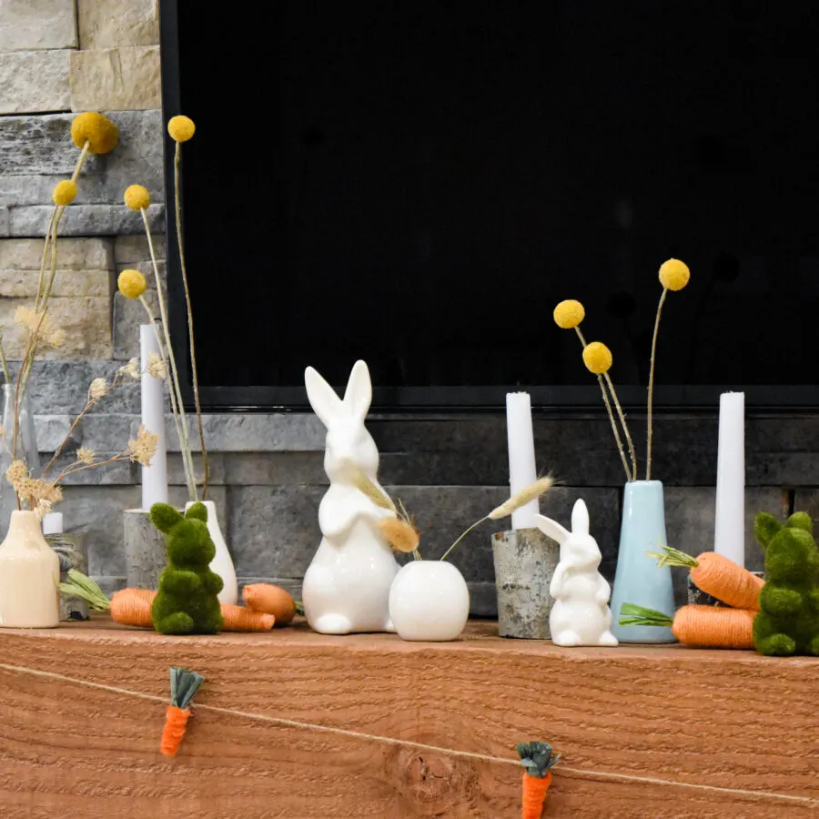 Modern Rustic Easter Mantel