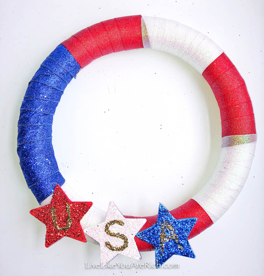 Easy Ribbon Wreath for the 4th of July