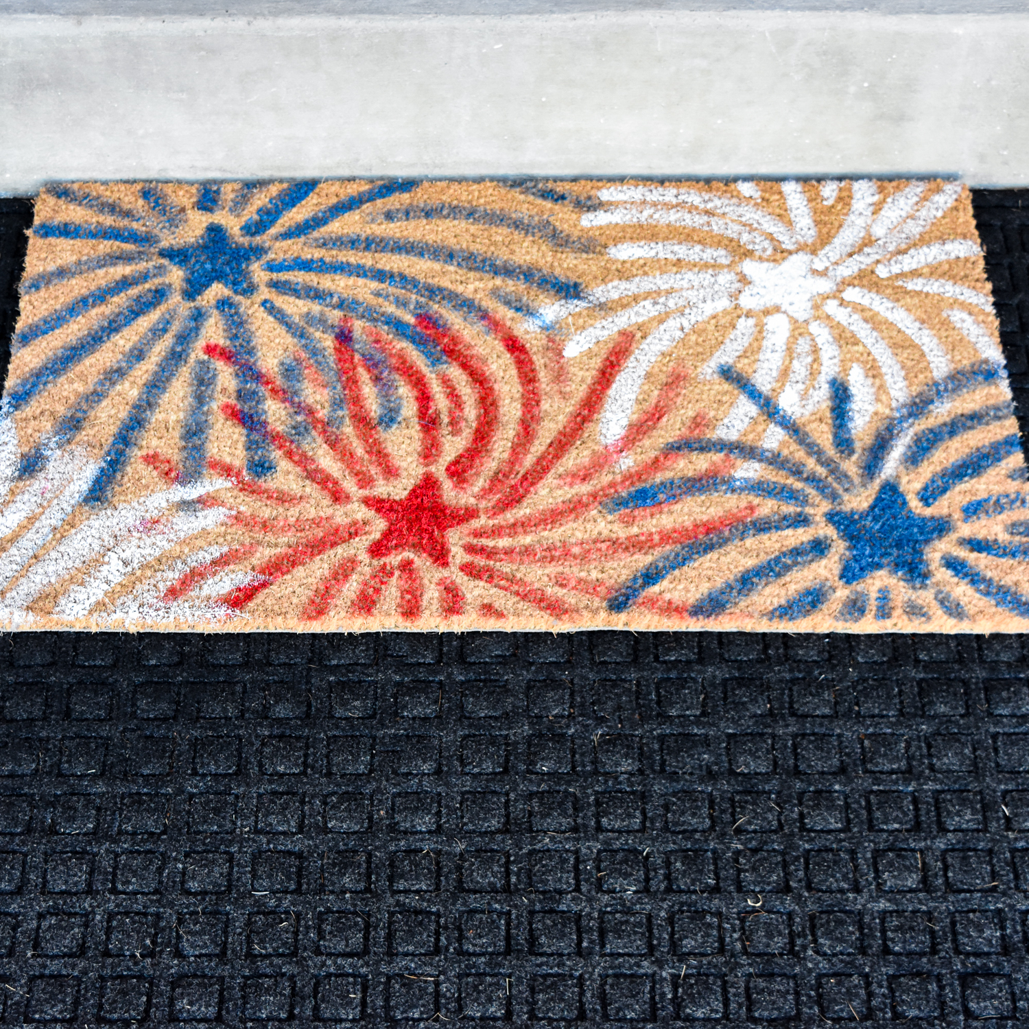 Red, White and Blue Firework Doormat