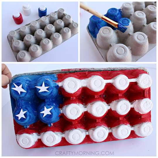 Egg Carton American Flag Kids Craft