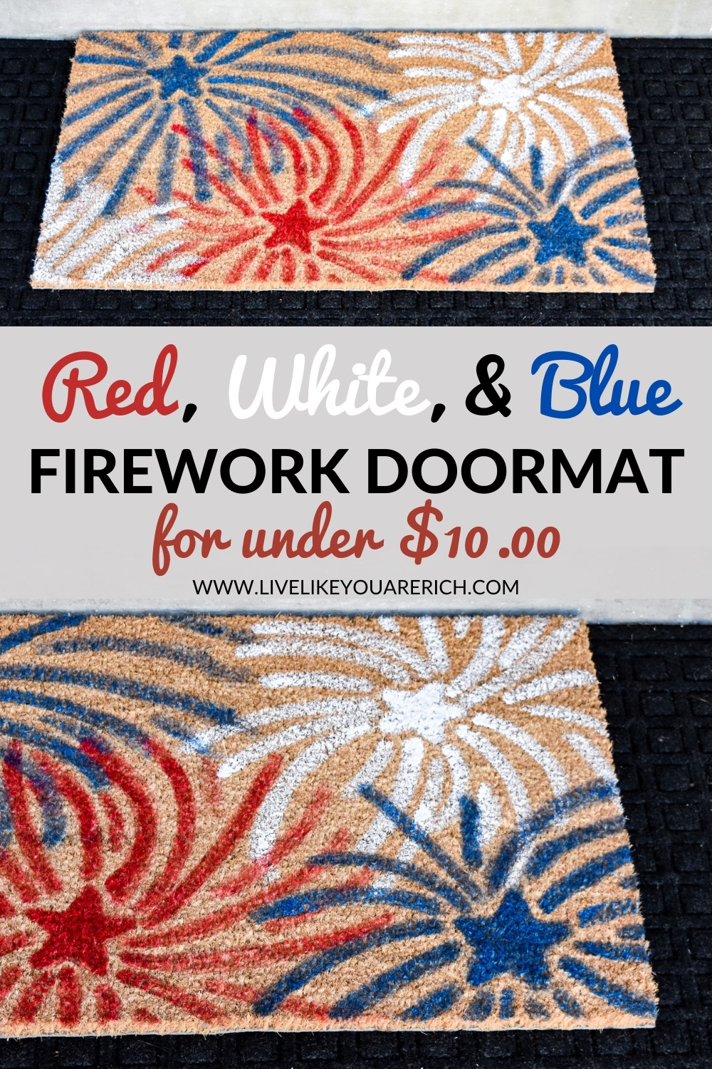 Red, White, and Blue Firework Doormat for Under $10.00