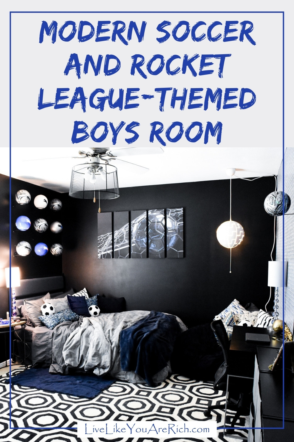 Modern Soccer and Rocket League-Themed Boys Room