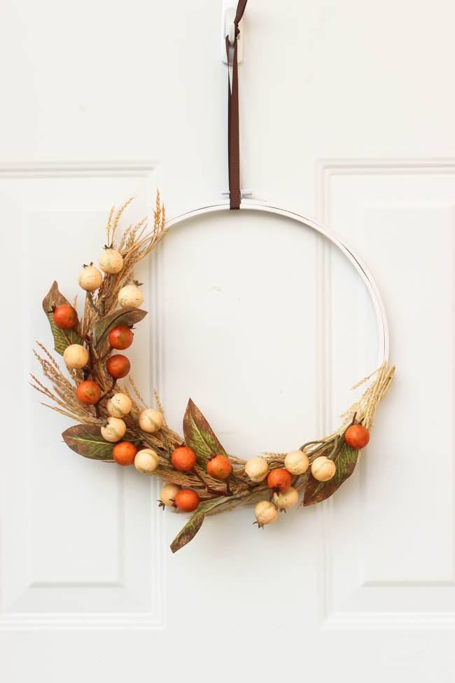Beautiful Autumn Embroidery Hoop Wreath