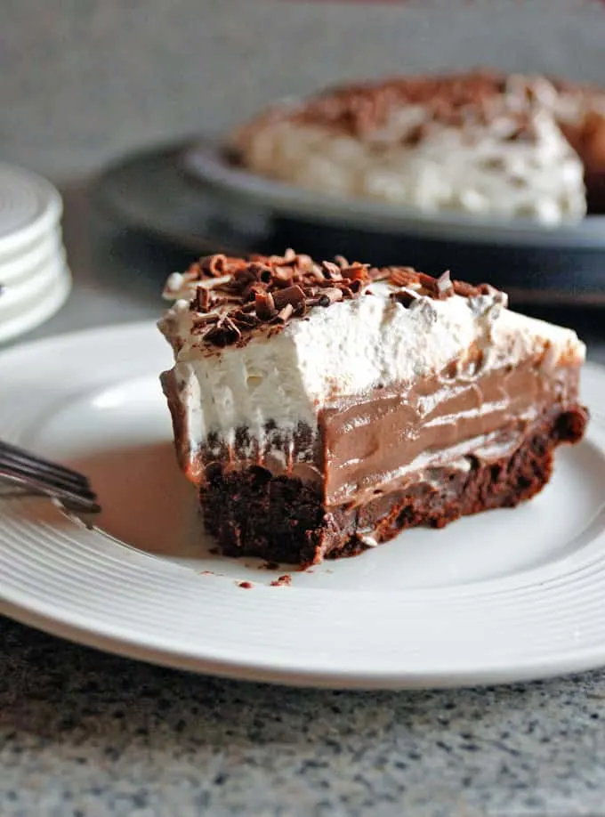 Homemade Chocolate Pudding Pie with Brownie Crust