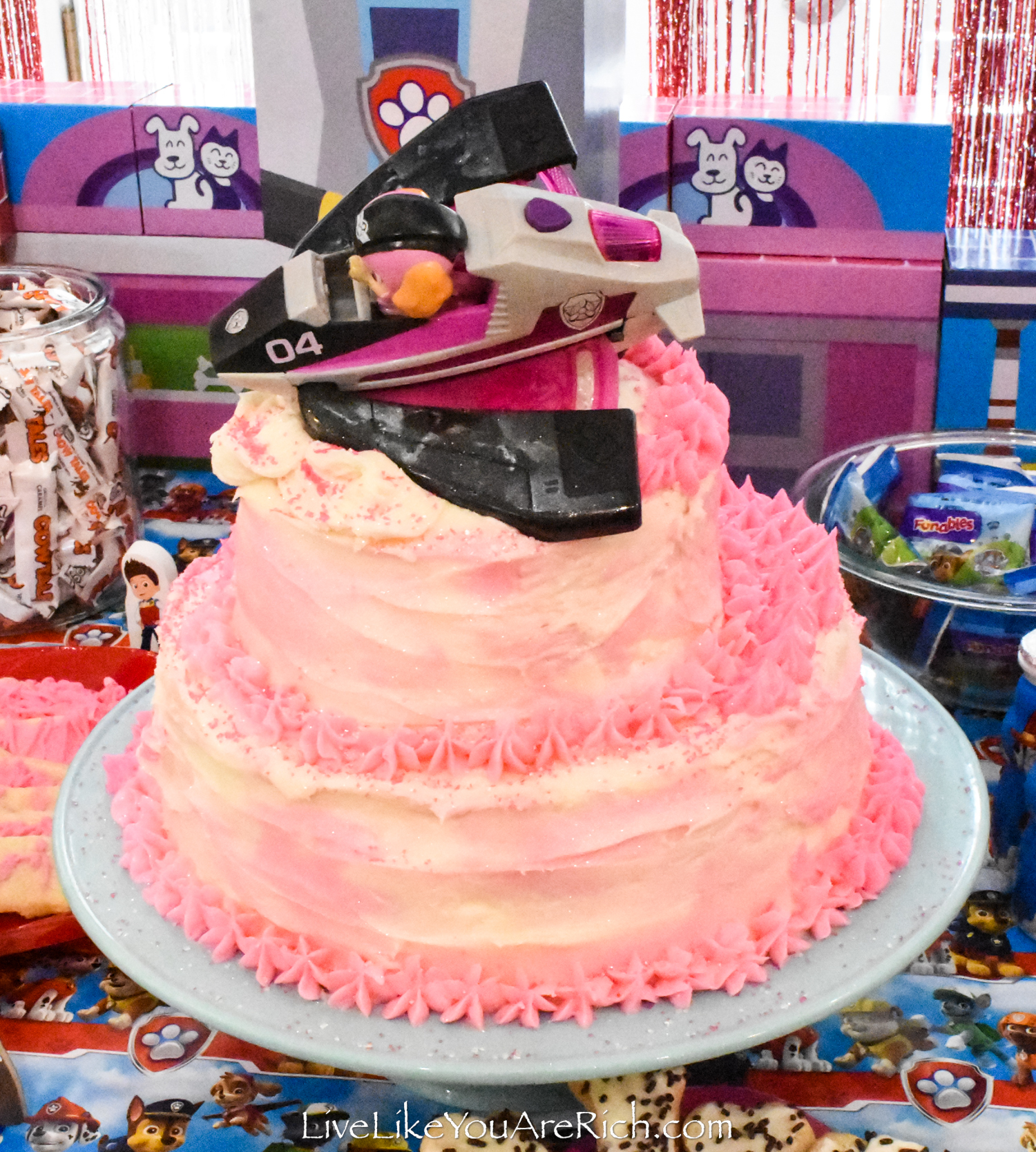 Paw Patrol Sky Cotton Candy Explosion Birthday Cake (Homemade)