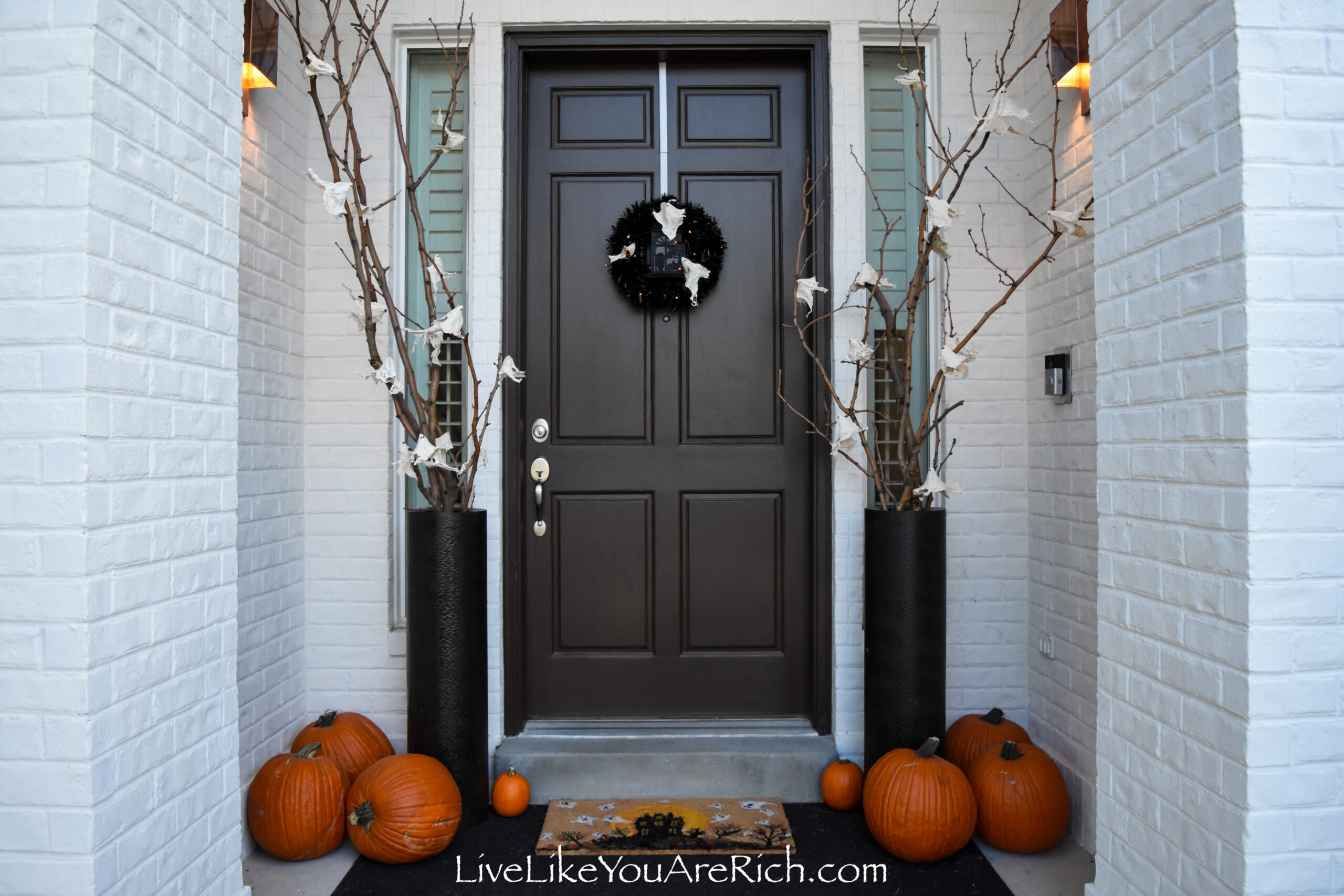 DIY Halloween Door Mat + Front Porch - House On Longwood Lane