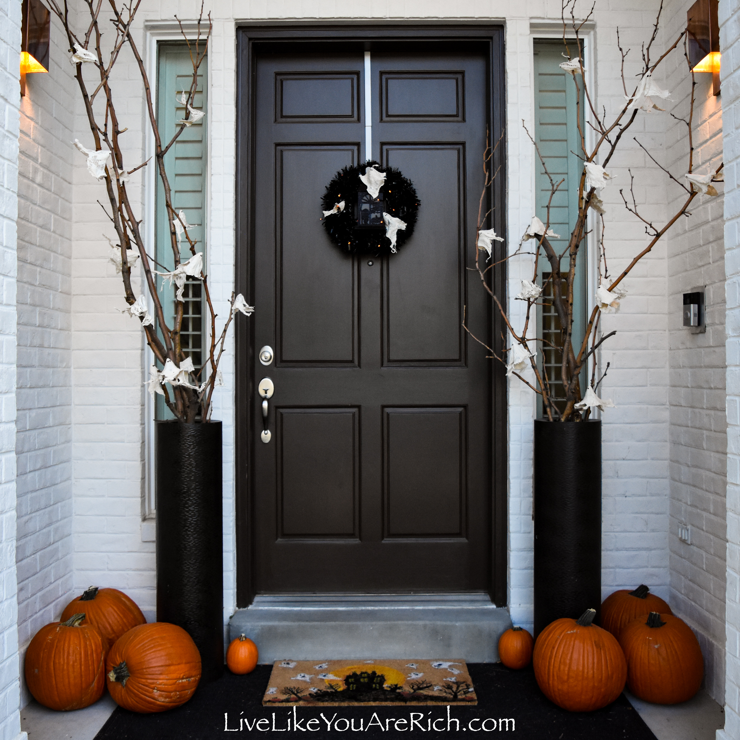 Free Halloween Haunted House, Ghosts, and Trees Clipart