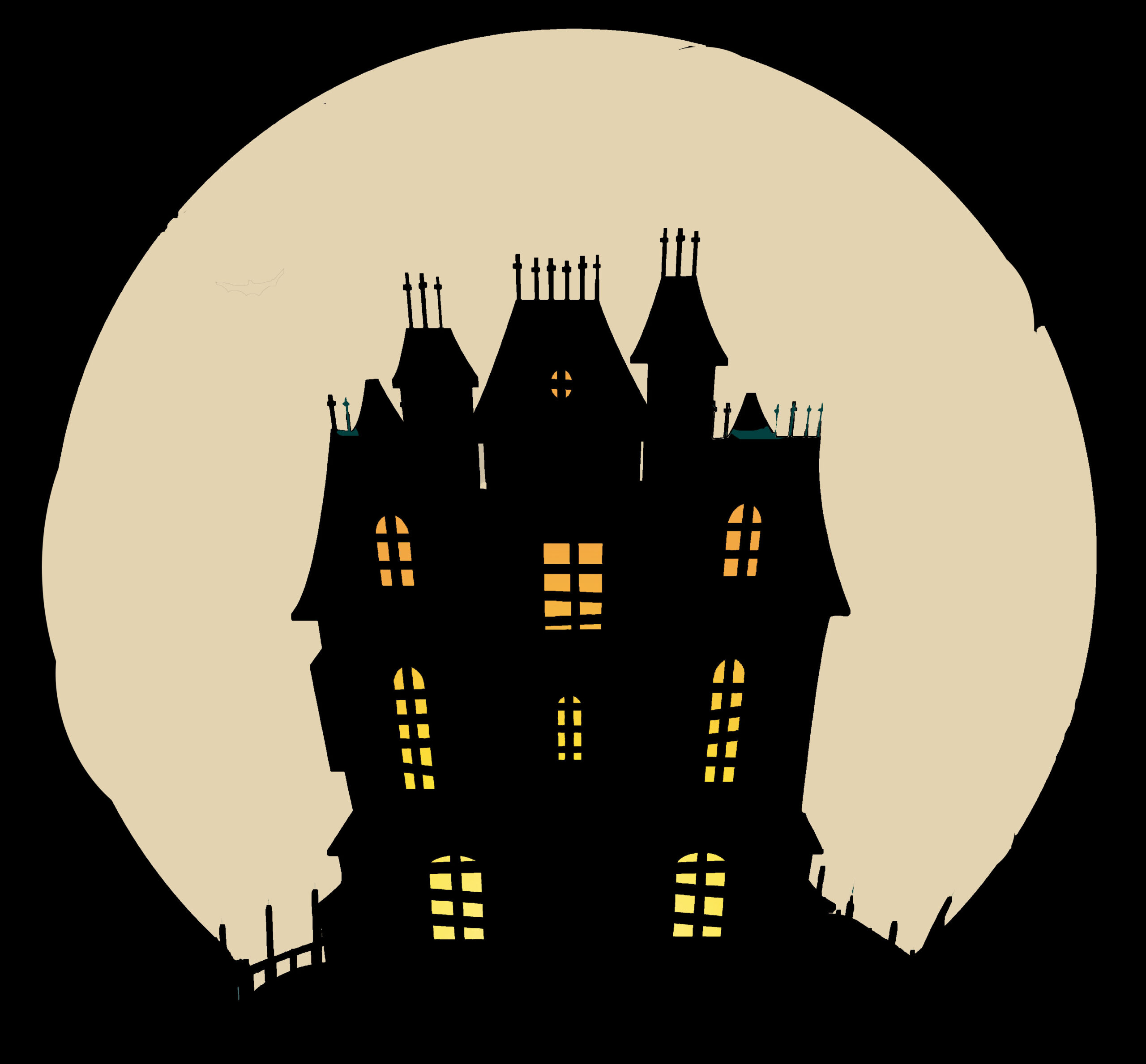 haunted halloween house clipart with trees