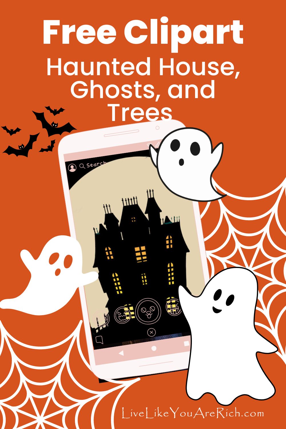 Free Halloween Haunted House, Ghosts, and Tress Clipart