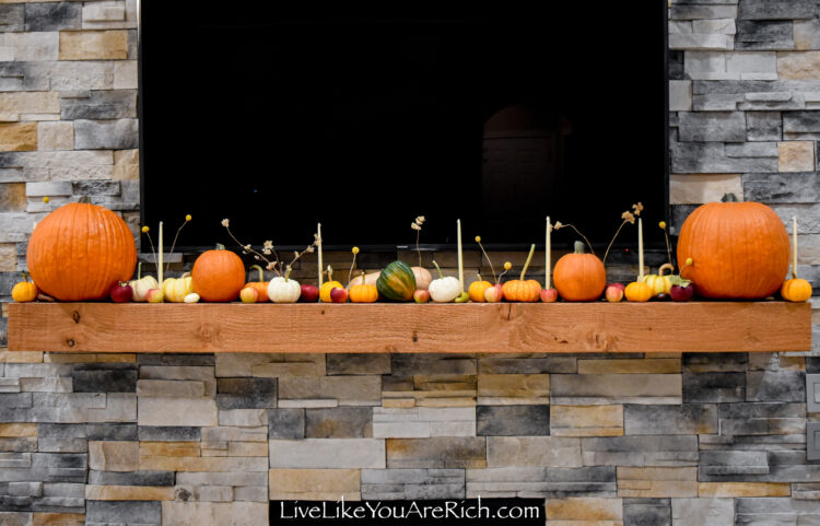 Modern Rustic Thanksgiving Mantel - Live Like You Are Rich