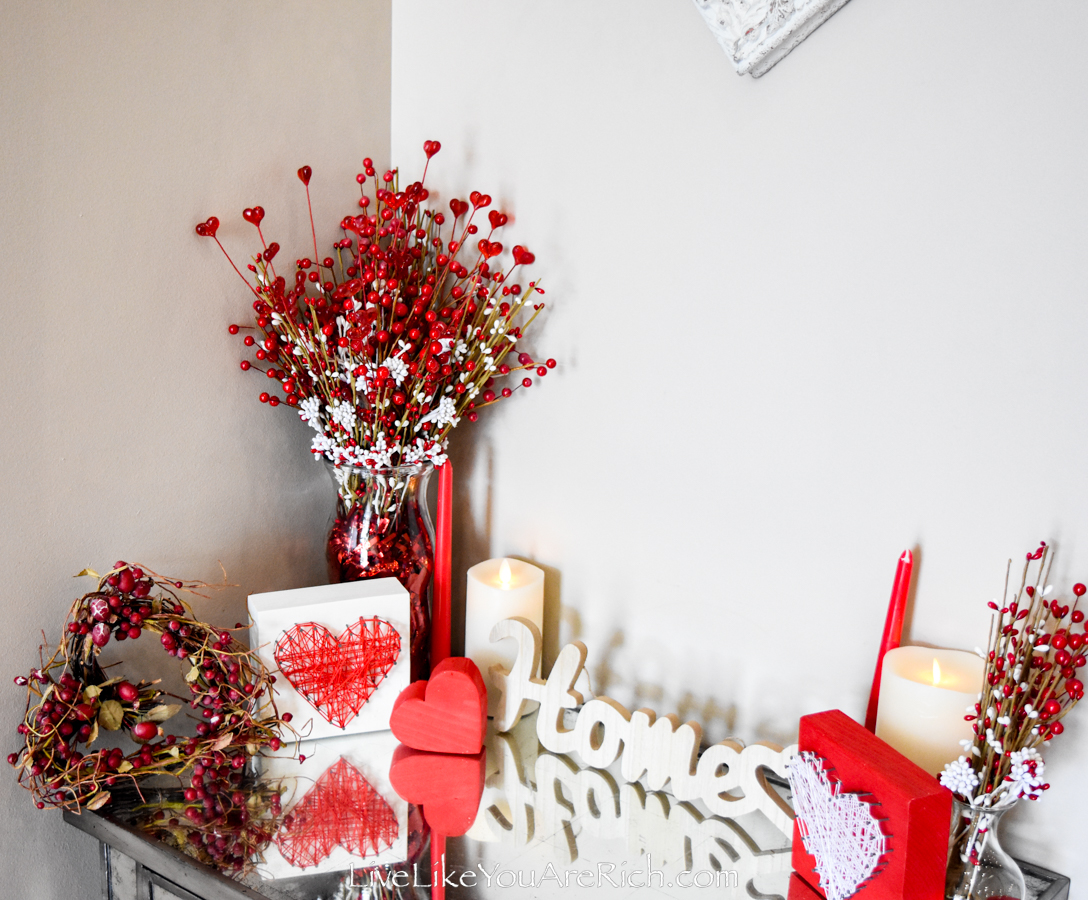 Red and White Heart Valentine's Day Entry Table