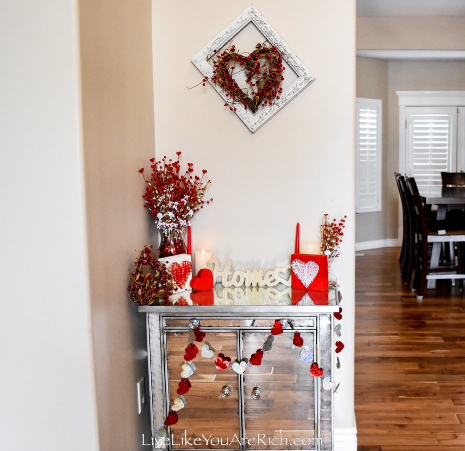 Red and White Heart Valentine's Day Entry Table