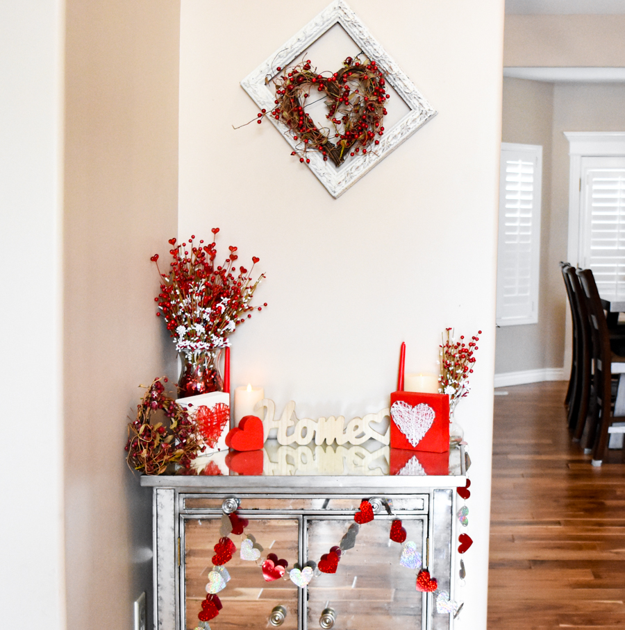 Red and White Heart Valentine's Day Entry Table