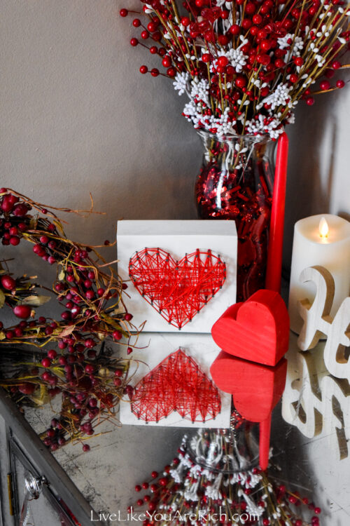 Red and White Heart Valentine's Day Entry Table Live Like You Are Rich