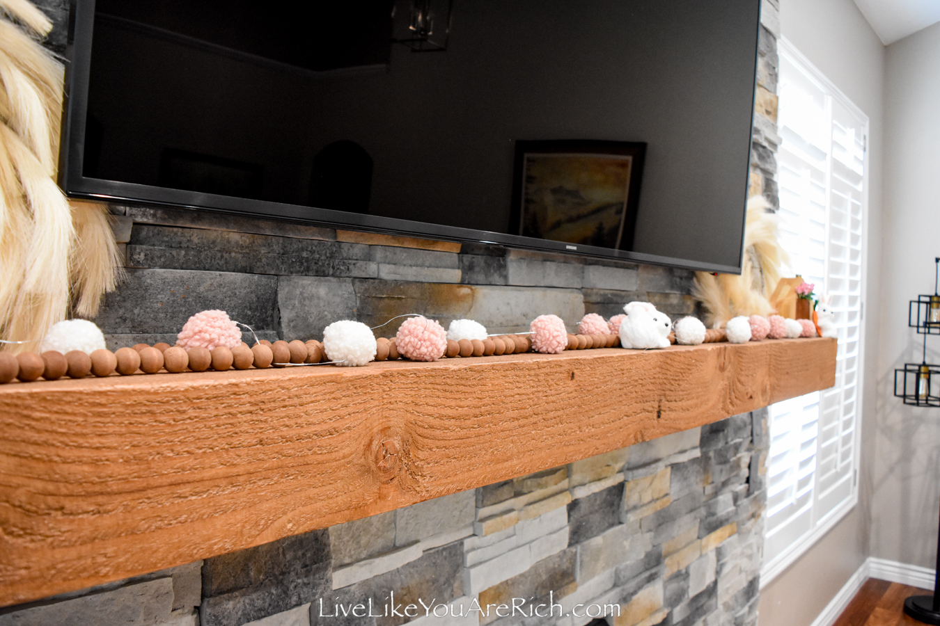 Bunny Tail Easter Mantel Decor