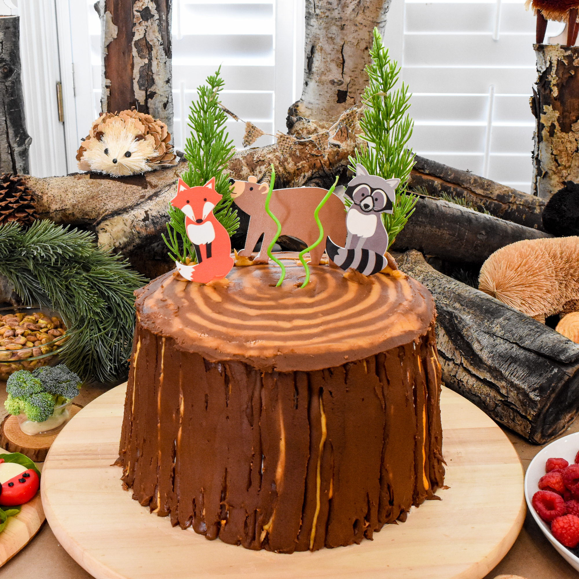 Tree Stump Cake for a Woodland Birthday Party
