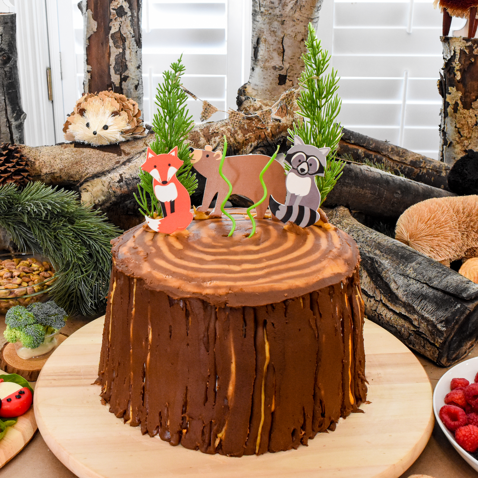 Chocolate Yule Log Tree Stump Cake (with Vertical Layer)